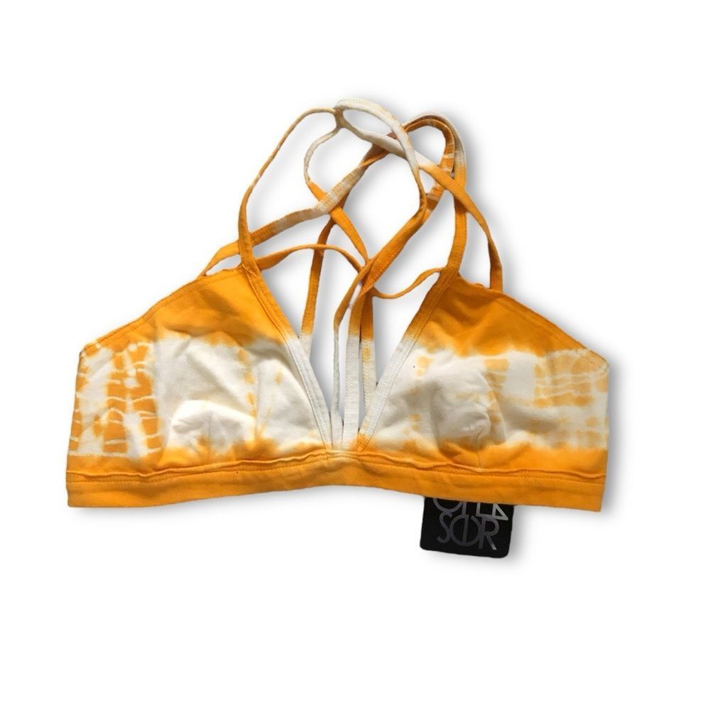 Chaser Goldfish Orange & White Tie Dye Bralette NWT Size Small Boho Summer